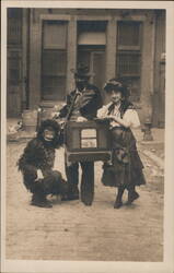 Organ Grinder with Ape Dressed Animals Postcard Postcard Postcard