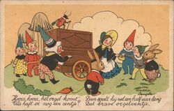 Dutch Gnome Children Fairy Tale Postcard Organ Grinders Freddie Langeler Postcard Postcard Postcard