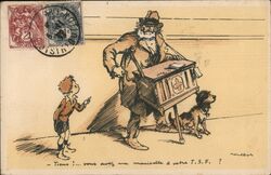 French Boy Organ Grinder Dog Organ Grinders neislor Postcard Postcard Postcard