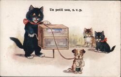 Louis Wain Cats, "Un petit sou" Postcard