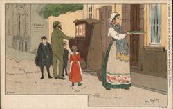 Organ Grinder with Monkey and Boy Postcard