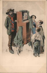 Organ Grinder with Children Postcard