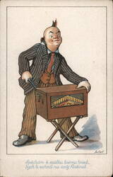 Organ Grinder Comic Postcard Postcard