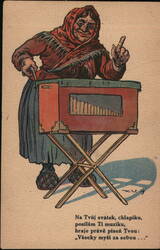 Organ Grinder Woman Postcard Postcard