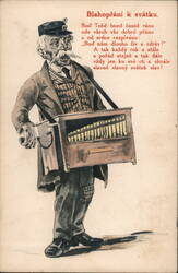 Organ Grinder Birthday Postcard Postcard