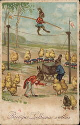 Dressed Rabbits Easter Circus Postcard