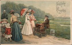 Frohliche Pfingsten -  Organ Grinder Postcard