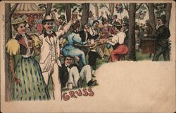 Gruss German Beer Garden Postcard