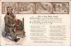 German Man Playing Music Postcard Postcard