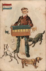 Organ Grinder With Dogs Postcard