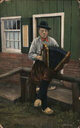 Dutch Boy Playing Accordion Marken, Netherlands Postcard Postcard Postcard