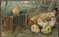 Easter Greetings Chicks Hen Postcard Postcard Postcard