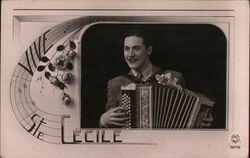 Vive Ste. Cecile Accordion Player Accordions Postcard Postcard Postcard