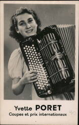 Yvette Poret Accordion Player Accordions Postcard Postcard Postcard