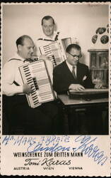 Toni Karas Austrian Accordion Trio Vienna, Austria Postcard Postcard Postcard