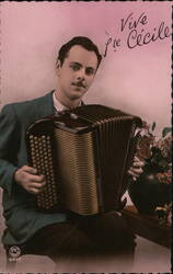 Vive le Cecile Accordion Player Accordions Postcard Postcard Postcard