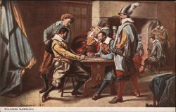 Tuck's Soldiers Gambling Postcard