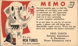 RCA Tubes Elephant Advertising Postcard Postcard