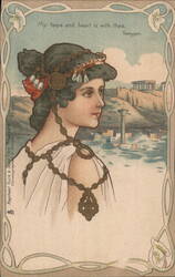 My Hope and Heart is with Thee Art Nouveau Postcard Postcard Postcard