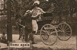 "Home Again"  Couple in Carriage Couples Postcard Postcard Postcard