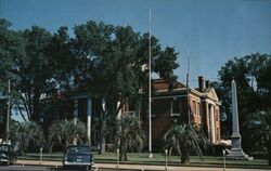 Confederate Flag Pole and Court House Postcard