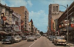 Grove Avenue in Downtown Elgin Postcard