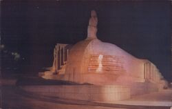 Night View of the Fountain Statue at Hollywood Bowl Postcard