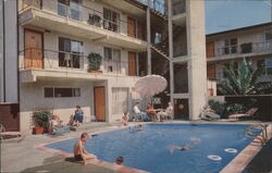 Linoaks Motel Pool Postcard