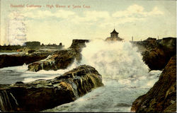 Beautiful California - High Waves At Santa Cruz Postcard Postcard