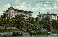 Lake View Hotel And West Lake Park Los Angeles, CA Postcard Postcard