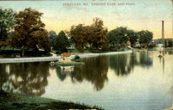 Deering Park And Pond Portland, ME Postcard Postcard