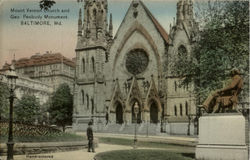 Mount Vernon Church And Geo Peabody Monument Postcard