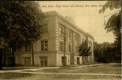 Ann Arbor High School And Library Michigan Postcard Postcard