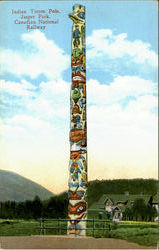 Indian Totem Pole, Jasper Park Native Americana Postcard Postcard