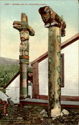 Totems And Ft.Wrangell Fort Wrangell, AK Postcard Postcard