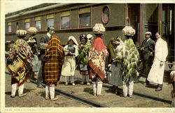 Pueblo Indians Selling Pottery Native Americana Postcard Postcard