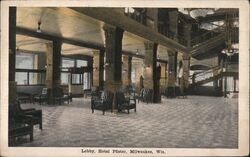 Lobby, Hotel Pfister Milwaukee, WI Postcard Postcard Postcard