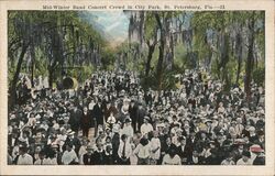 Mid-Winter Band Concert Crowd City Park St. Petersburg, FL Postcard Postcard Postcard