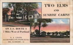 Two Elms and Sunrise Cabins Postcard