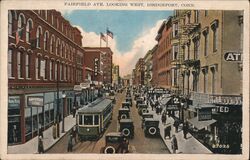 Fairfield Ave Looking West, Bridgeport Postcard