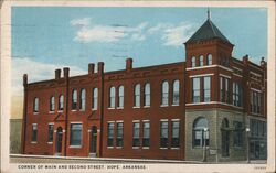 Corner Main and Second Street, Hope Arkansas Postcard