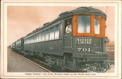 Badger Limited - a De Luxe Train on the North Shore Line Trains, Railroad Postcard Postcard Postcard