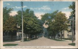 Pine Street Michigan City Postcard