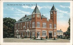 City Hall and Fire Dept. Mt. Carmel Mount Carmel, IL Postcard Postcard Postcard