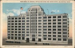 New Santa Fe General Office Building and Union Depot Galveston, TX P. R. Verkin, Jr. Postcard Postcard Postcard