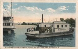 Old Chain Ferry Boat Riverside Postcard