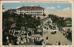 Side View of Tivoli Hotel on a Festival Day Postcard