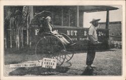 Perry's Tropical Nut House, Rickshaw Made in China Postcard