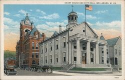 Court House and City Hall, Wellsburg Postcard