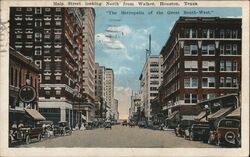 Main Street Looking North from Walker Houston, TX Postcard Postcard Postcard